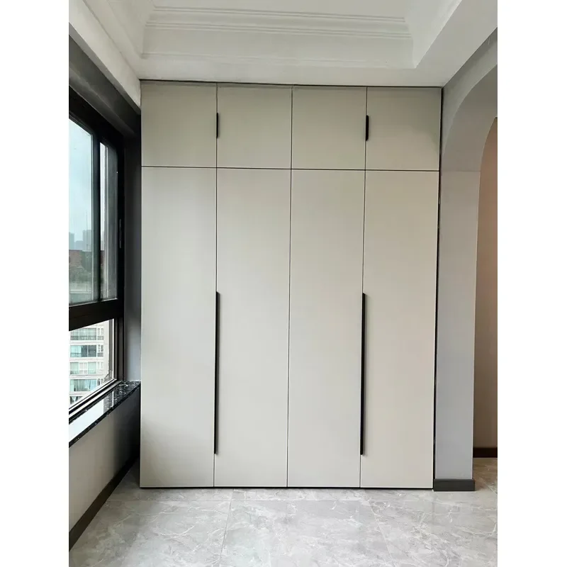 Modern 4-Door Balcony Storage Cabinet with Wood Panel for Home Office Dining Living Room Bedroom Bathroom Closet Use 5