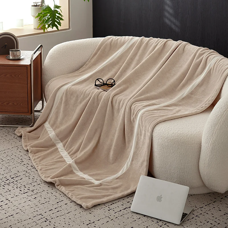 New Fashion Flannel Blanket Fleece Blandets Soft Warm Solid Beige Winter Throw 200*230cm Bed Linen Sheet Bedspread Home Textile