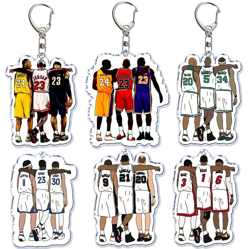 Hot Great Basketball Players Acrylic Keychain Transparent Double Sided Keyring Key Ring Chains for Bag Pendant Aaccessories Gift