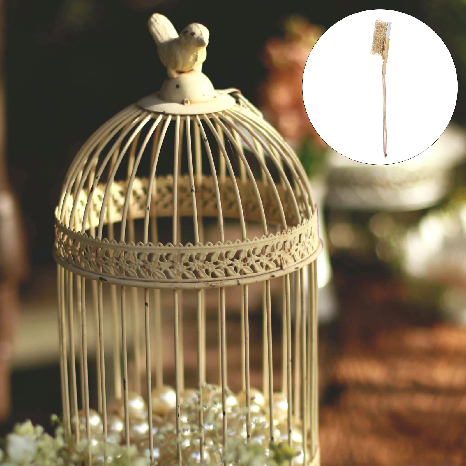 

1 Set Of Professional Cage Brush Long Handle Steel Wire Brush For Bird Droppings Cage Cleaning Bird Feeder Cup Cleaner Parrot