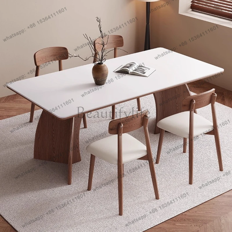 120 130 140 150 160 cm Solid wood rectangular rock slab dining table pliante tables with 4 chairs Kitchen Dining Room Furniture