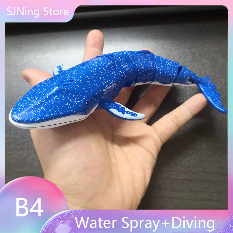 2.4Ghz Mini RC Electric Whale Water Spray And Diving Dual Motor Remote Control Animals Blue Gray Funny Toys Gifts Girls Boys