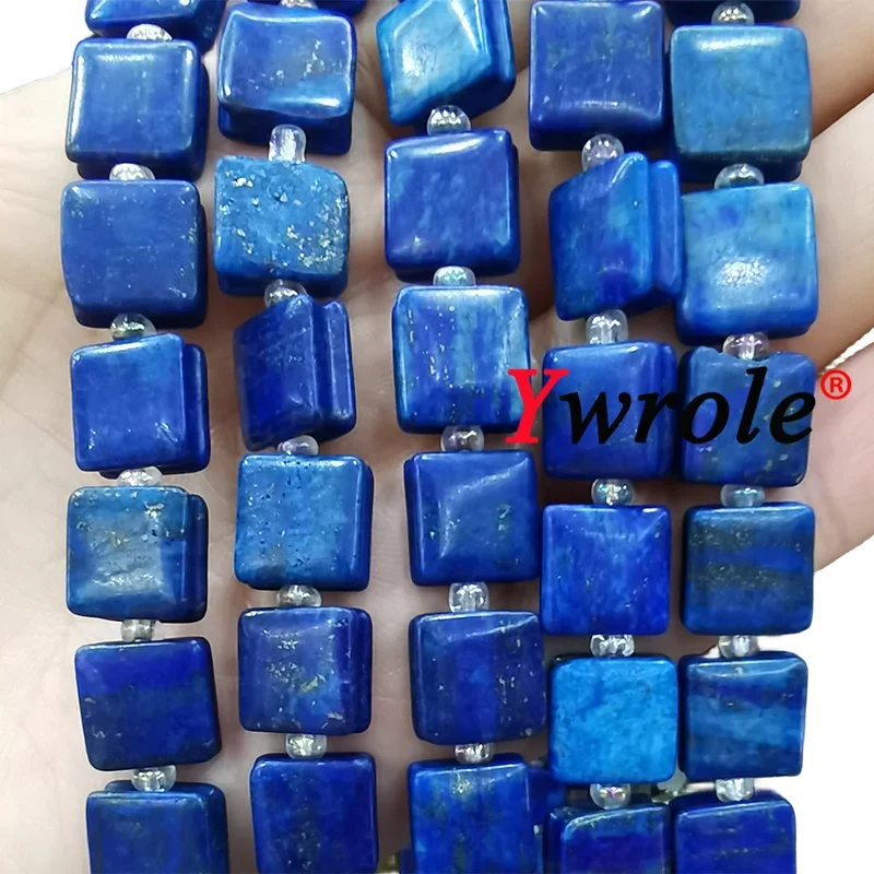 New Flat Square Natural Lapis Pyrite Amazonite Amethyst Loose Spacer Bead for Jewelry Making DIY Bracelet Accessories 10x10MM