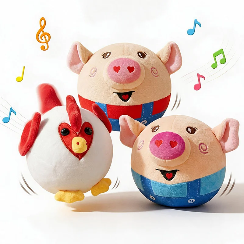 Musical Bouncing Plush Pig Toy USB Rechargeable Singing Dancing Jumping Recording Toy for Babies Toddlers Gift For Kids