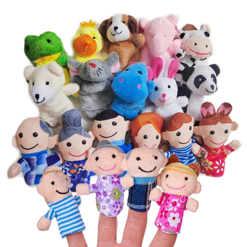 Vingerpoppetjes Set Baby Cartoon Dieren Pluche Poppen Familie Handpop Doek Theater Kinderen Educatief Speelgoed voor Kinderen TMZ