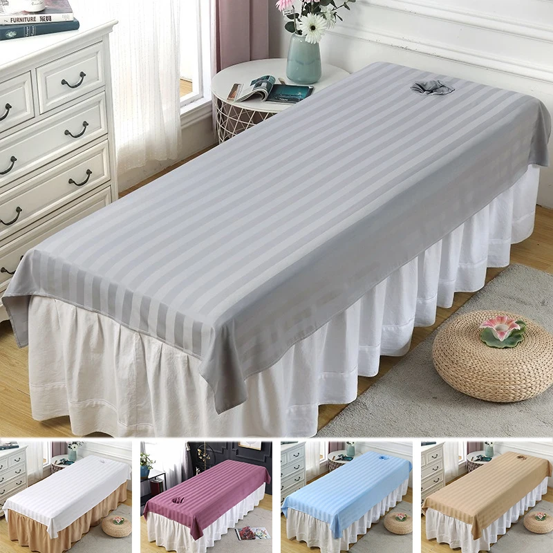 

Professional Massage Table Cover with Face Hole Anti-wrinkle Breathable Cotton Spa Bed Sheet for Salon Clinic Treatment Supplies