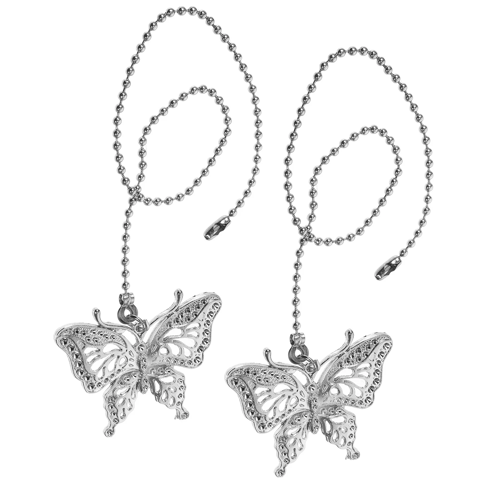 2 Buah Rantai Tarik Lampu Gantung Kipas Angin Plafon, Rantai Ekstensi Dekoratif untuk Kipas Angin Plafon, Lampu Meja, Lampu Dinding, Bentuk Kupu-kupu