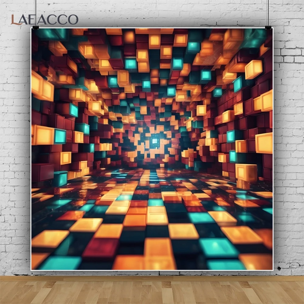 Square Cube Lattice 3D Visual Effects Photography Background Geometric Colourful Lattice Decor Portrait Indoor Photo Backdrop