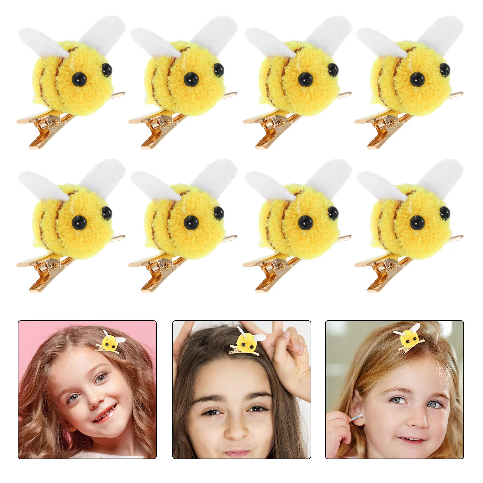 

10 шт., заколки для волос в виде пчелы, мини-металлическая основа, тканевые акценты для женщин и девочек, игривые французские заколки с сенсорным видом