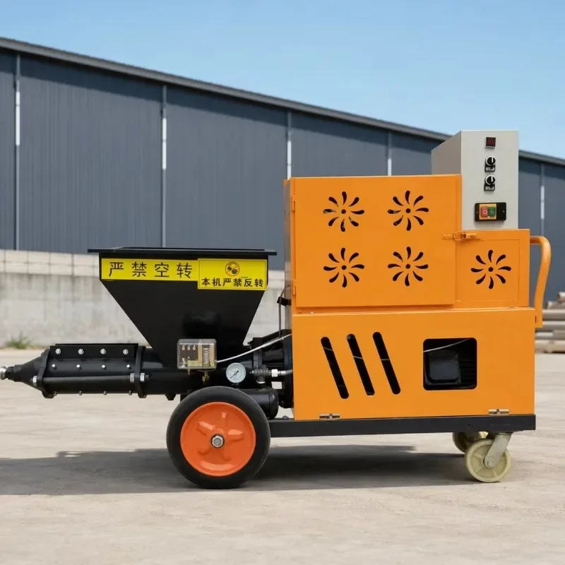 Labor-Saving 7.5KW 220V Mortar Sprayer with 100L Hopper 15m Vertical & 30m Horizontal Conveying 60 LPM Concrete Spraying Machine