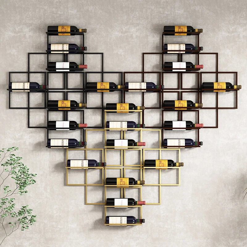 

Suspended Inventive Liquor Stand Modern Winery Iron Art Wall Bordeaux Exhibit Stylish Bottle Support Elegant Vino Coordinator