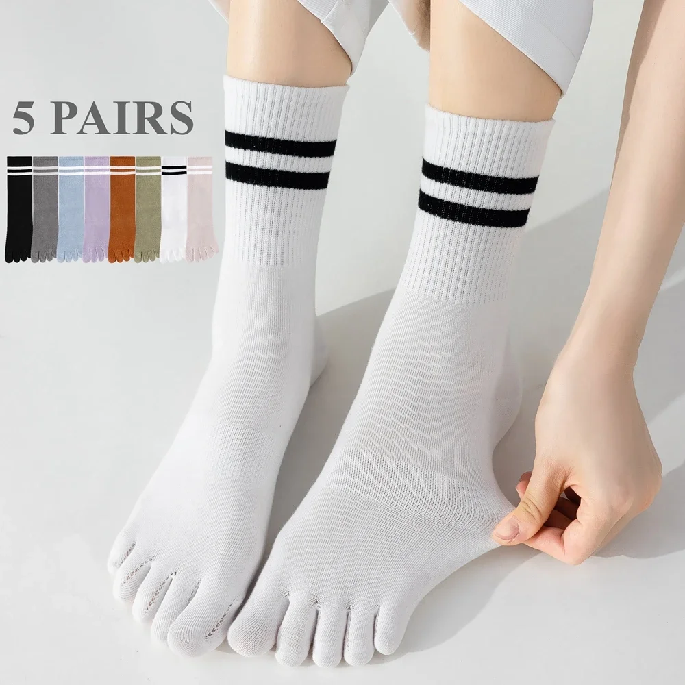 5 paia di calzini antiscivolo da donna sport Athletic Yoga Pilates Sock autunno primavera calzini a cinque dita da donna