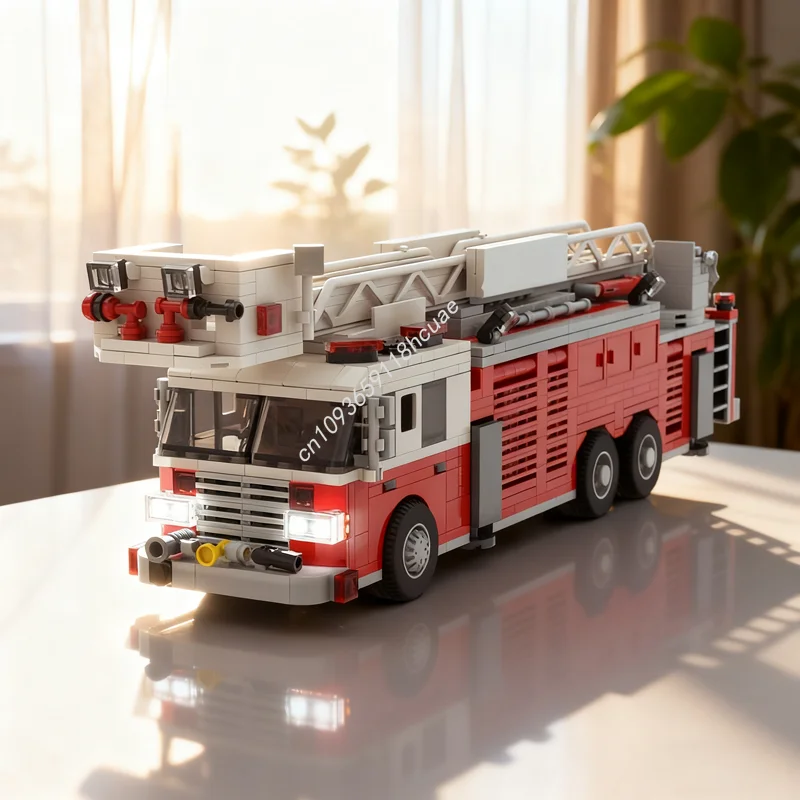 981 Uds. Escalera de torre MOC camión de bomberos ciudad modelo fuego edificio regalos de navidad bloques arquitectura DIY Idea juguete educativo ladrillo