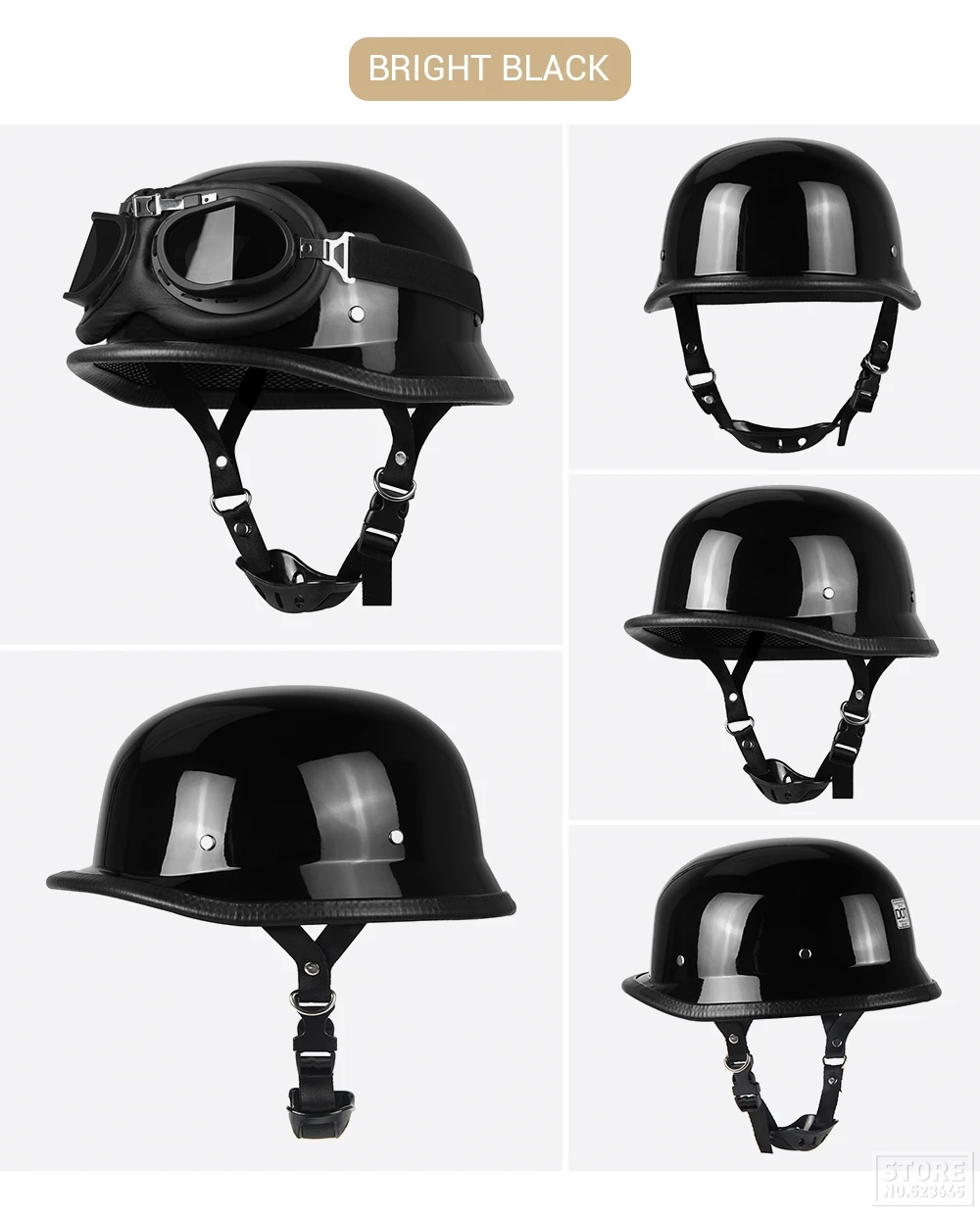 Motorrad Halbhelm Deutscher Leder Vintage Helm Casco Moto Motorrad Jethelm Biker Pilot DOT Zertifizierung S-XXL – Detail 11