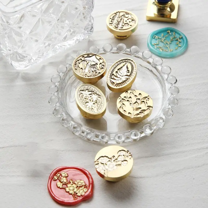 Nowy kwiat pieczęć woskowa Vintage pieczęć głowa do kart koperty zaproszenia ślubne opakowanie na prezenty niestandardowa pieczęć