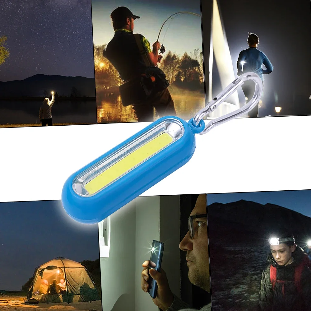 Portable LED Keychain Light 3 Modes COB Mini Pocket Tactical Flashlight Battery Powered Outdoor Camping Fishing Lamp Lanterns