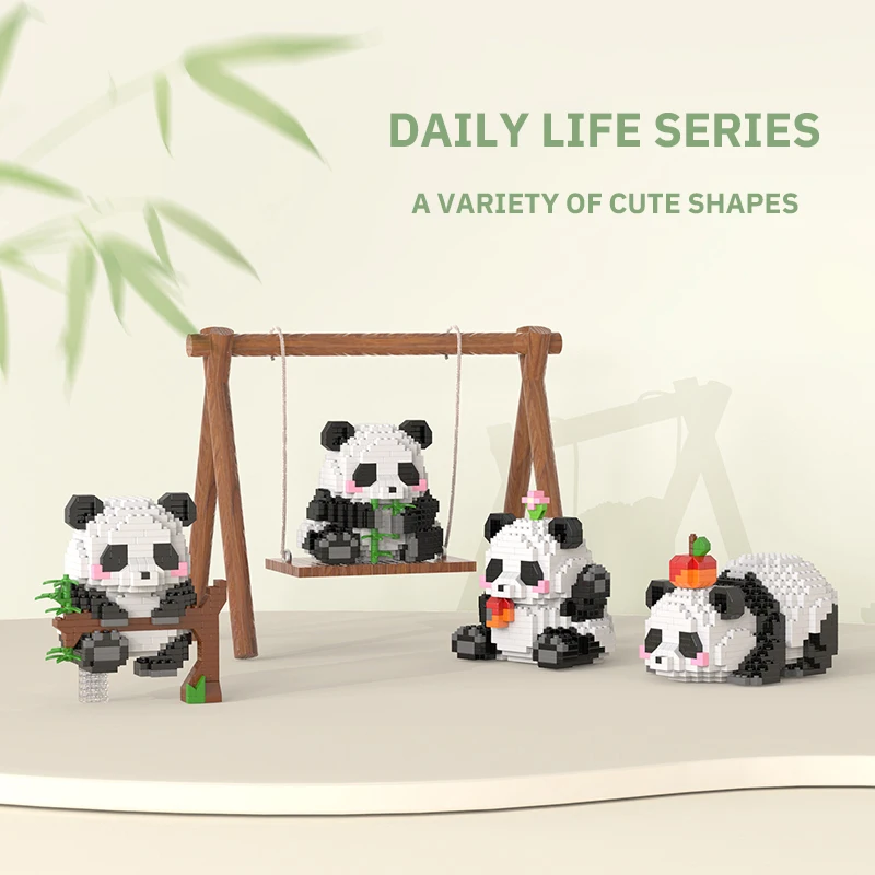 Mini National Tide Cute Panda Micro Assemable Building Blocks Hobbies Diy Animals Bricks Model Toys For Children Birthday Gift