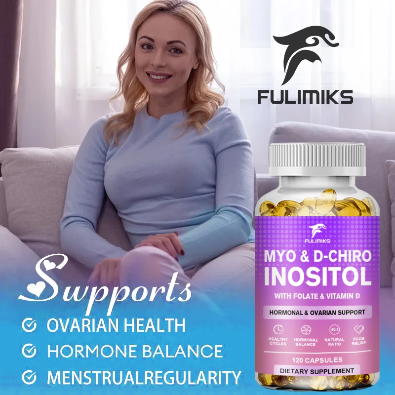 Myo-Inositol Capsules Supplement & D-Chiro Inositol Plus Folate & Vitamin D - Hormone Balance &Healthy Ovarian Support for Women