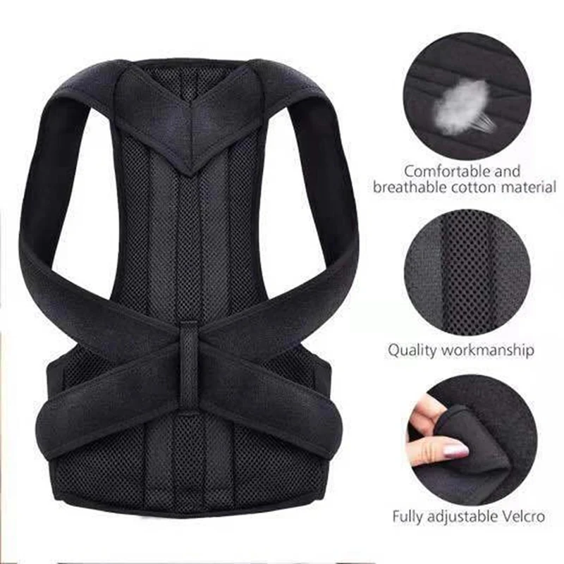Reinforced Belt Lumbar Column Posture Corrector Vest Adjustable Back Support Strap Shoulder Spine Brace Neck Stretcher Trainer