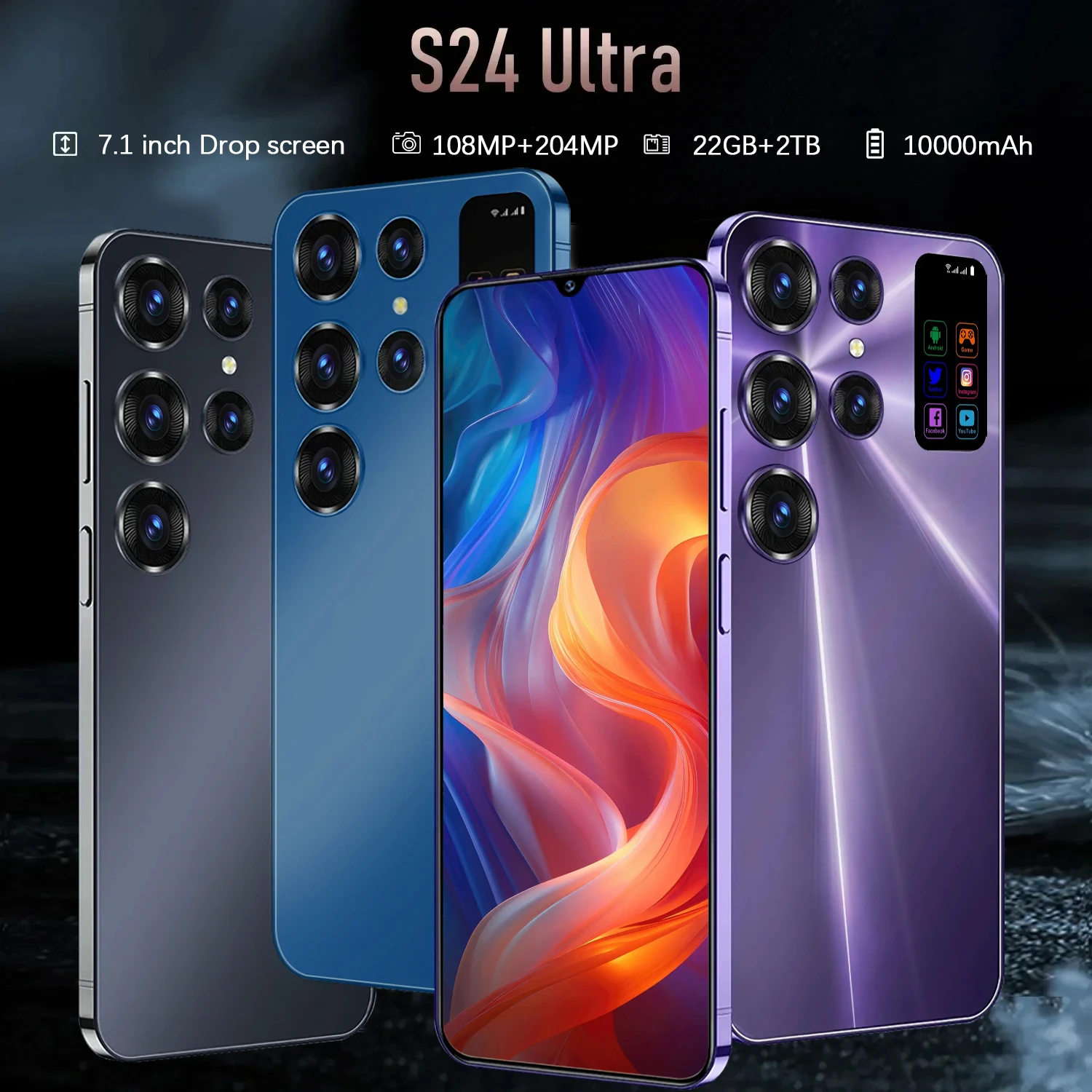 S24 Ultra smart phone da 7,1 pollici Capacità ultragrande 22 GB + 2 TB 4G doppia scheda SIM Telefono cellulare 5G edizione globale