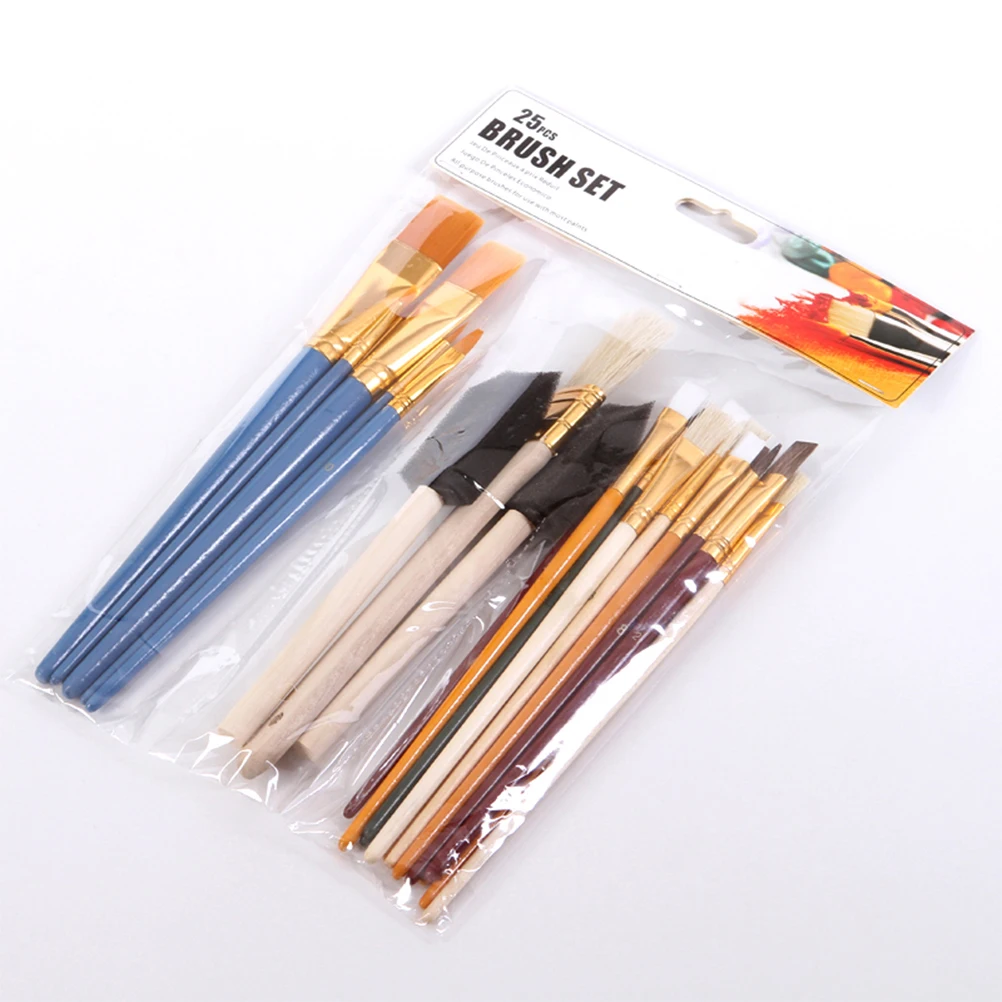 

25 PCS Nylon Hair Artists Professional Supplies Paint Paintbrushes Oil Watercolor