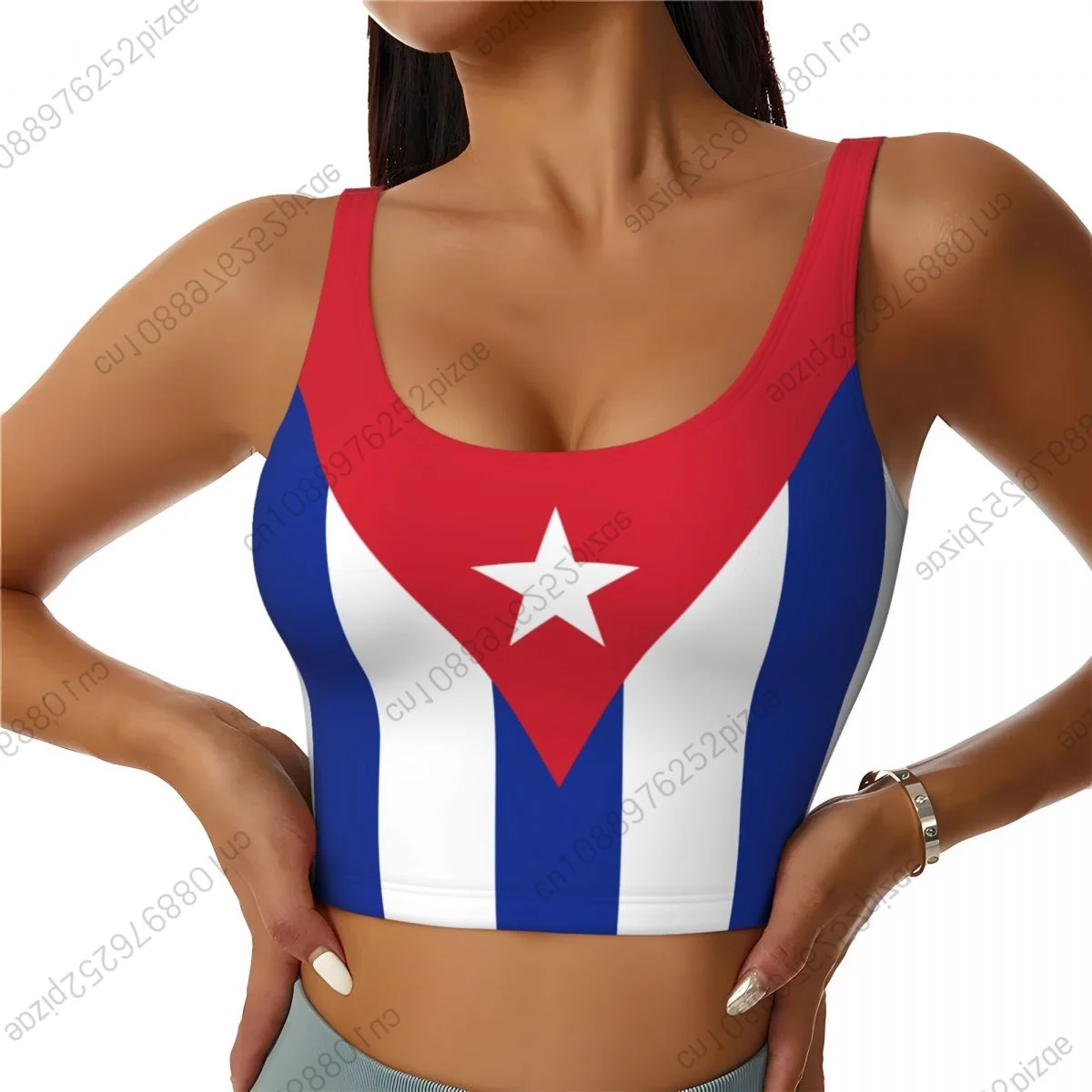 2026 Cuba Flag Women Sports Bra Crop Top Sports Vest Tank Top for Girl Lady Yoga Gym Running Fitness