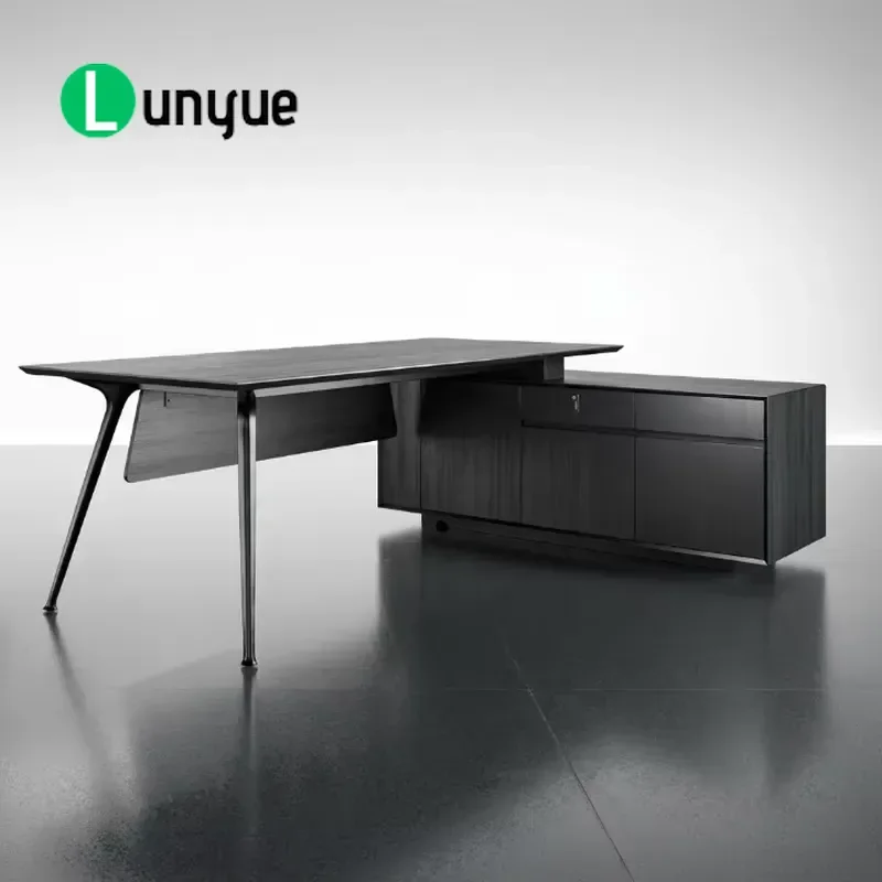 Custom Modern Deluxe Beveled L-Shaped Modular Executive Desk for CEO Senior Management Office Building Furniture