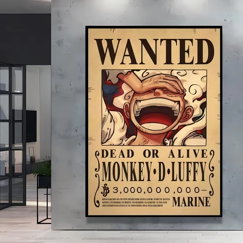 High Quality Canvas One Piece Luffy Bounty Wanted Themed Decor Poster Bright and Clear Colors Anime Home Room Wall Decorative view 2