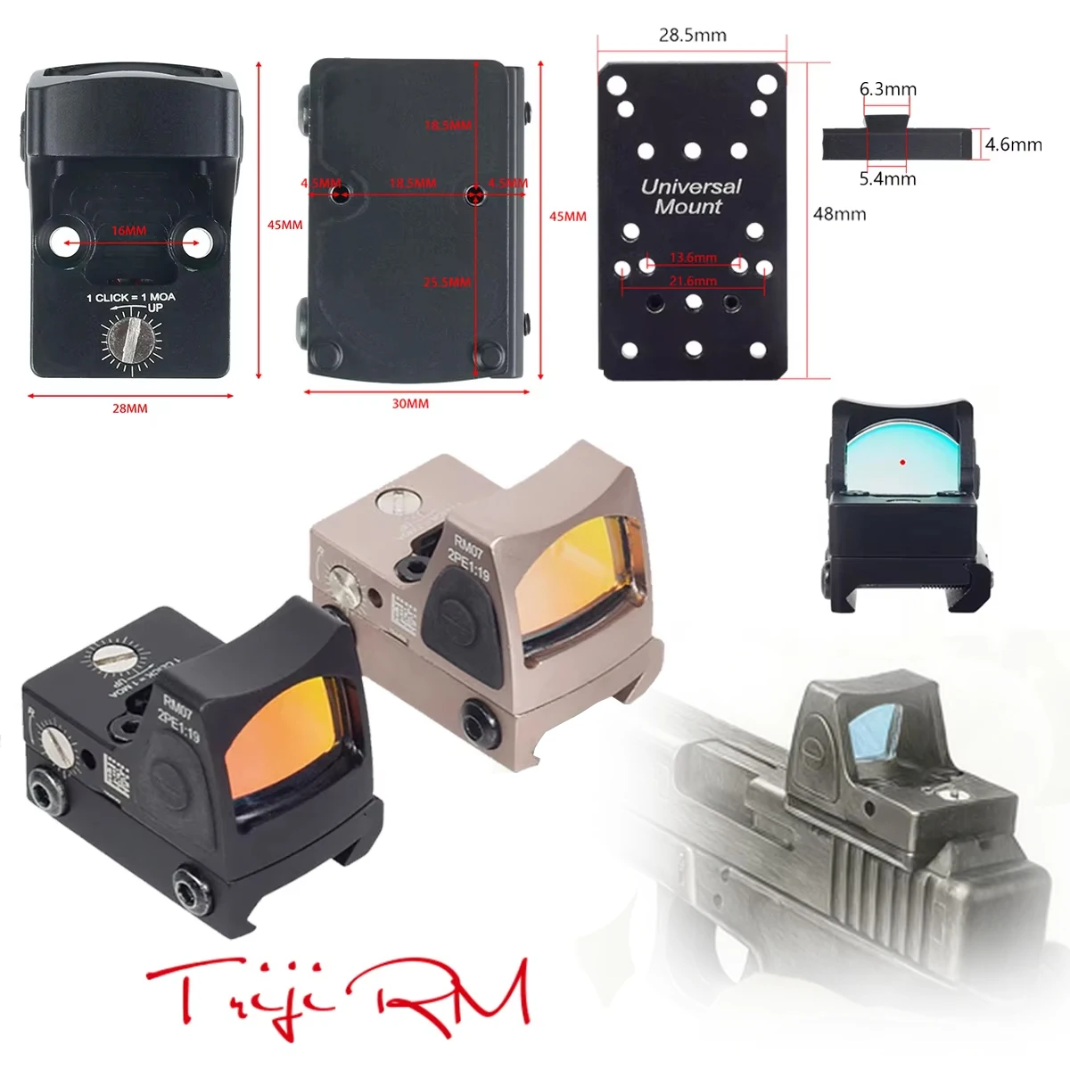 Mira punto rojo Triji RM HD táctica para riel Picatinny - imagen 4