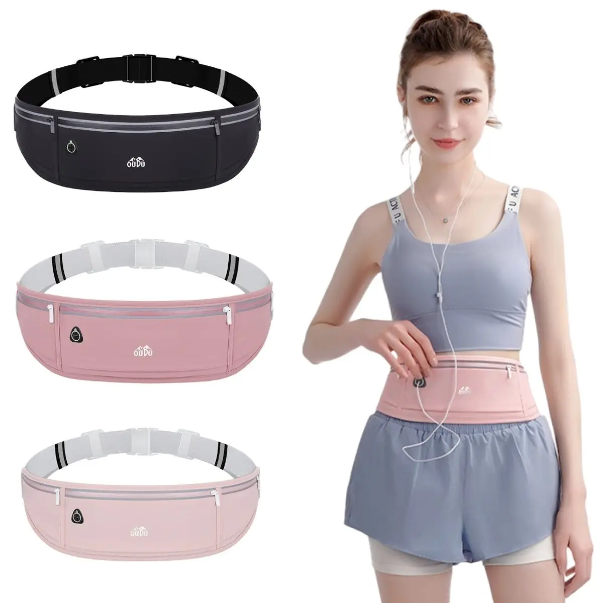 Outdoor Sports Fanny Pack Large Capacity Waterproof  Cellphone Bag Pouch Men and Women Running Fitness Elastic Waist Bag