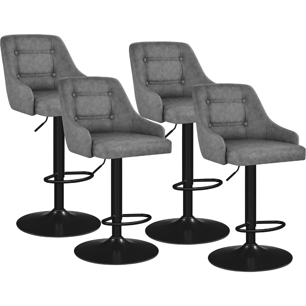 

Bar Stools Set of 4 Height Adjustable Swivel Bar Stools Counter Height Barstools Upholstered Bar Chair Light Gray