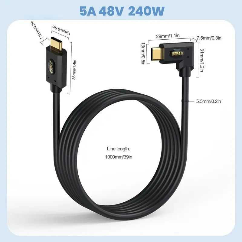 USB4 Type-C Male to Male Data Cable Compatible With Thunderbolt 40G Fast Charging 8K Screen Projection Cable For Apple 15Pro
