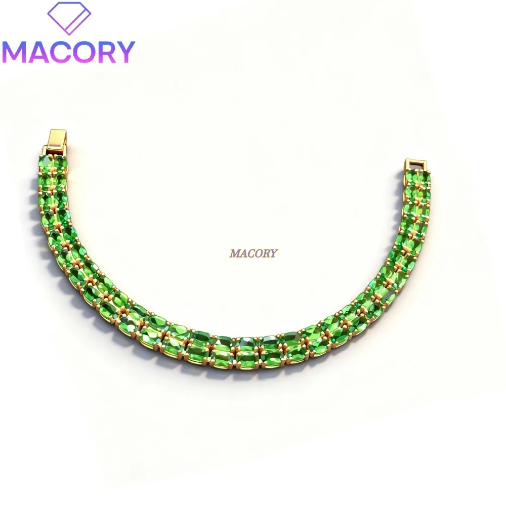 

Women's new S925 sterling silver bracelet inlaid with diopside high-end elegant jewelry accessory for women to wear at banquets