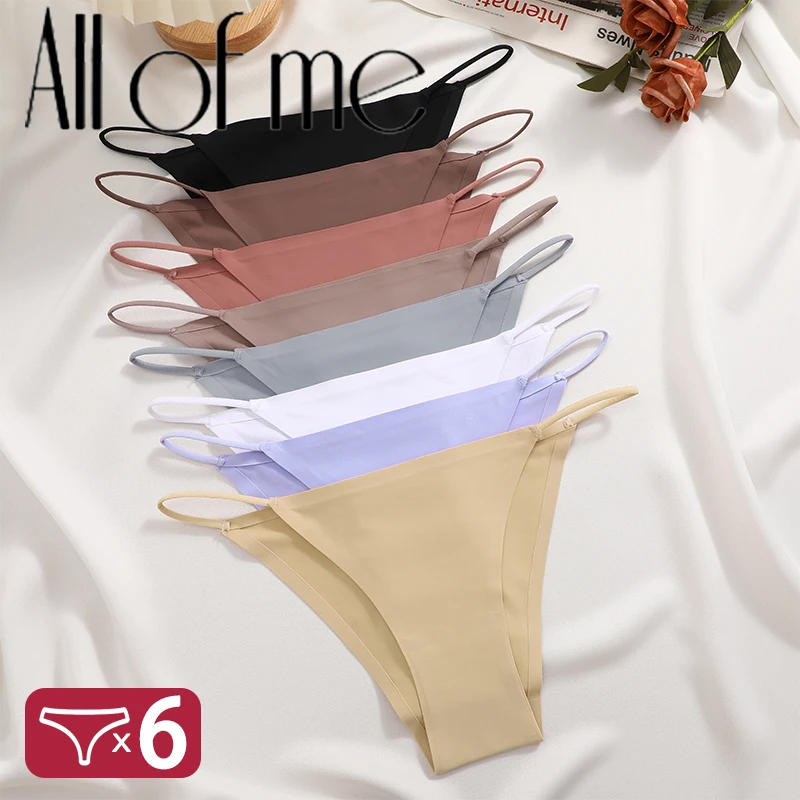 6Pcs Women Sexy Underwear Breathable Female T-back Intimate Elastic Rope Lingerie Seamless Low Waist Underpant Lady Bikini Panty