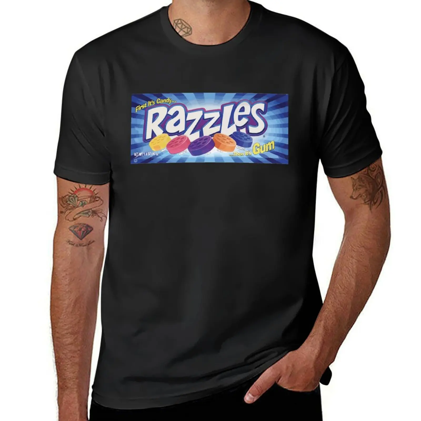 

Razzles Candy from 13 Going On 30 T-Shirt Short sleeve tee for a boy mens tall t shirts