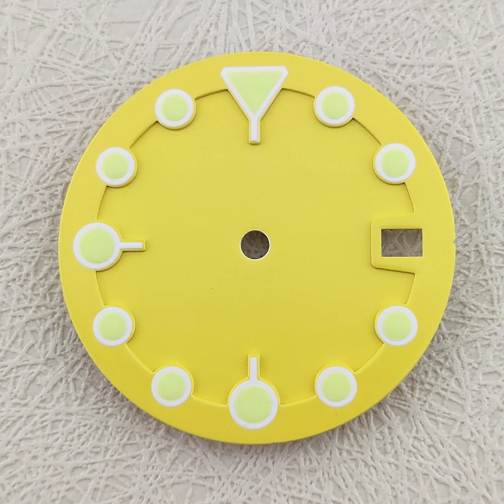 Quadrante dell'orologio da 28.5mm LOGO personalizzato stampato al Laser nome/Logo quadrante luminoso fai da te NH35 quadrante dell'orologio cassa NH35 adatto per movimenti NH35/36