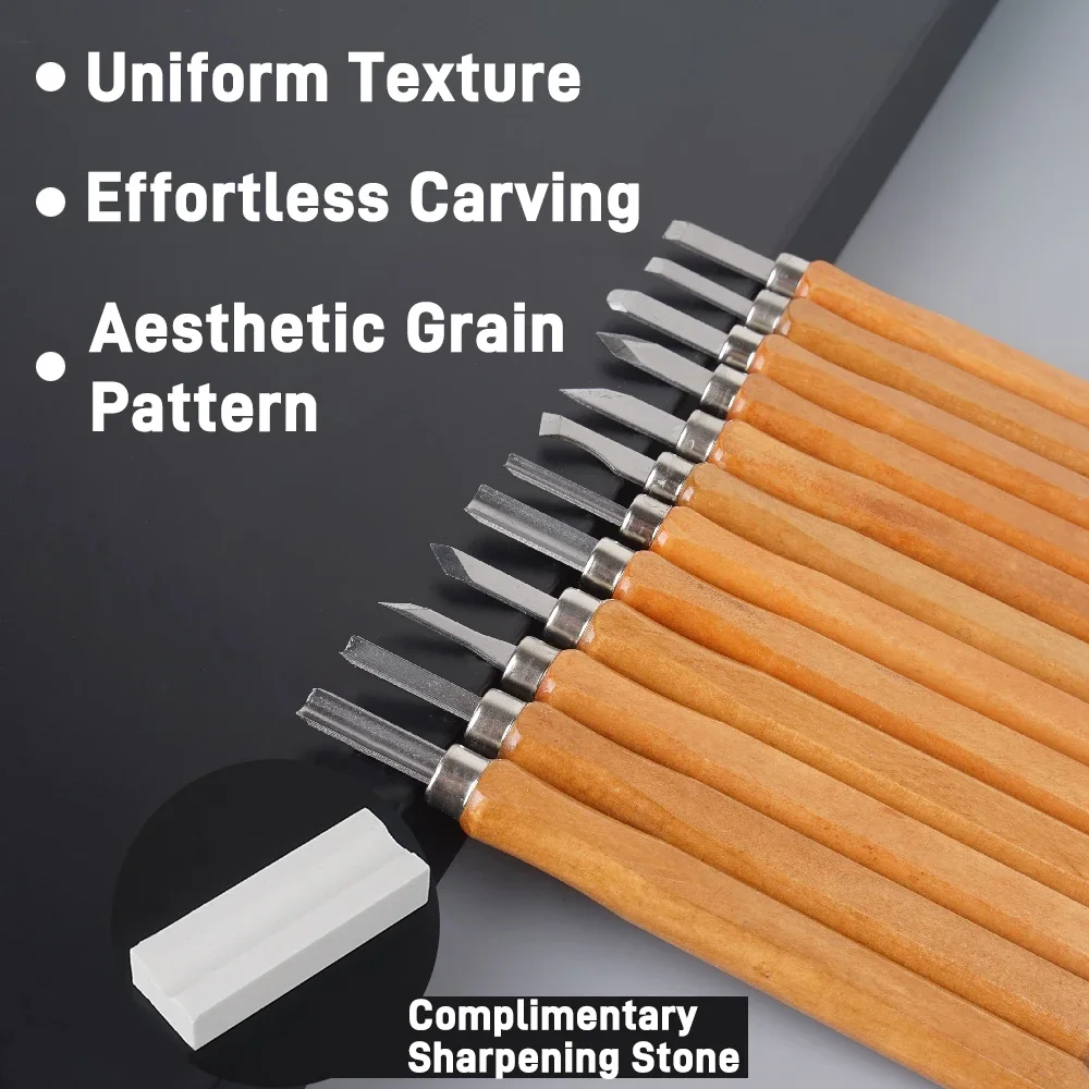 For DIY Carving Carpenter Experts And Beginners 12pcs Professional Wood Carving Chisel Knife Set Suitable