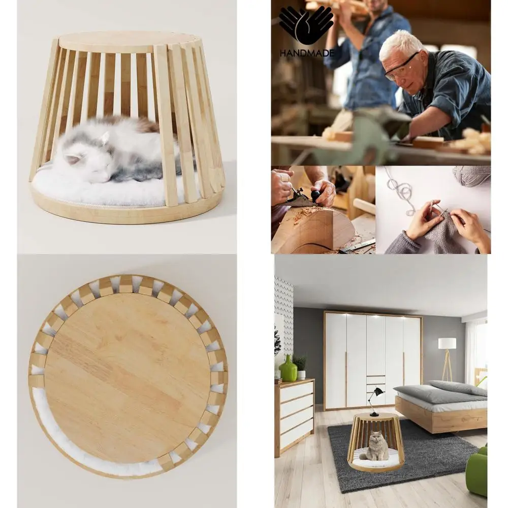 

Современная деревянная лежанка для кошек 17, многофункциональная мебель, идеально подходит для кошек и может использоваться как приставной или концевой столик