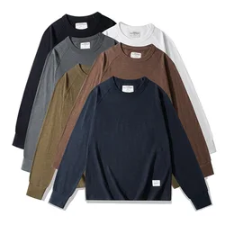 OKONKWO 200g Bamboo Slub Cotton Vintage Solid Long Sleeve T-shirt Backing Raglan Sleeve Tee Outdoor Camp Fitness Sports Clothes