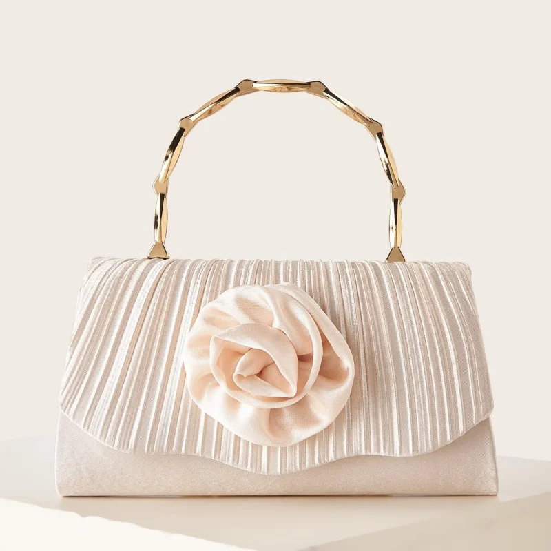 

Elegant Glamorous Sophisticated Evening Clutch Textured Plush Well-crafted Exquisite Ornate Floral-decorated For Dinner Party