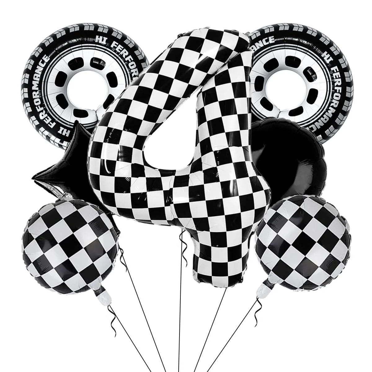 

40Inch Checkered Number Balloon Black and White Race Car Birthday Balloons Baby Party Shower Boys Birthday Car Theme Party Decor