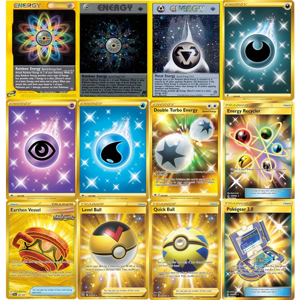 

PKM TRAINER Energy Card PTCG Flash Card Collection Rainbow Energy Mental Energy Double Turbo Energy Poxy Cards Toys Best Gift