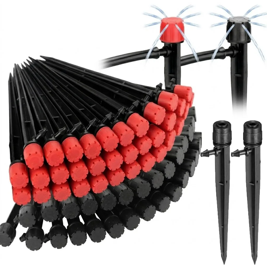 30PCS Garden 13cm Stake Drip Irrigation Sprinkler Emitters for 4 7mm Hose Bonsai Plants Watering 360 Degree Adjustable Dripper