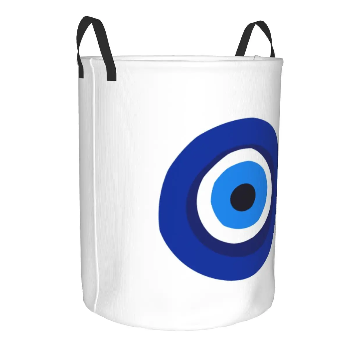 Custom Greek Turkish Evil Eye Laundry Hamper Large Clothes Storage Basket Mediterranean Style Toy Bin Organizer for Nursery