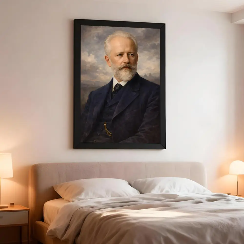 Classical Composer Pyotr Ilyich Tchaikovsky Poster Artistic Peel-Off Wall Decor, Indoor Outdoor Home Ornament for Collectors