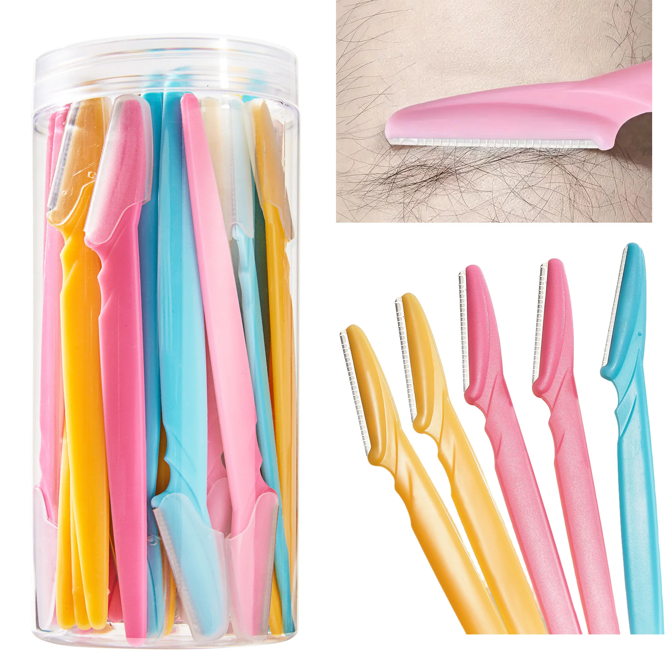 30 قطعة/10 قطعة العين أداة قص الحواجب في حالة إزالة الشعر ماكينة حلاقة شفرات آمنة التشذيب أدوات زجاجة الحاجب شفرات مع حاوية الوجه #1