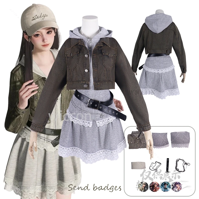 

Anime Game Love And DeepSpace Player Heroine Outfit Melody Cosplay Costume Dress Coat Belt Bandge Halloween Party Y2K Customized