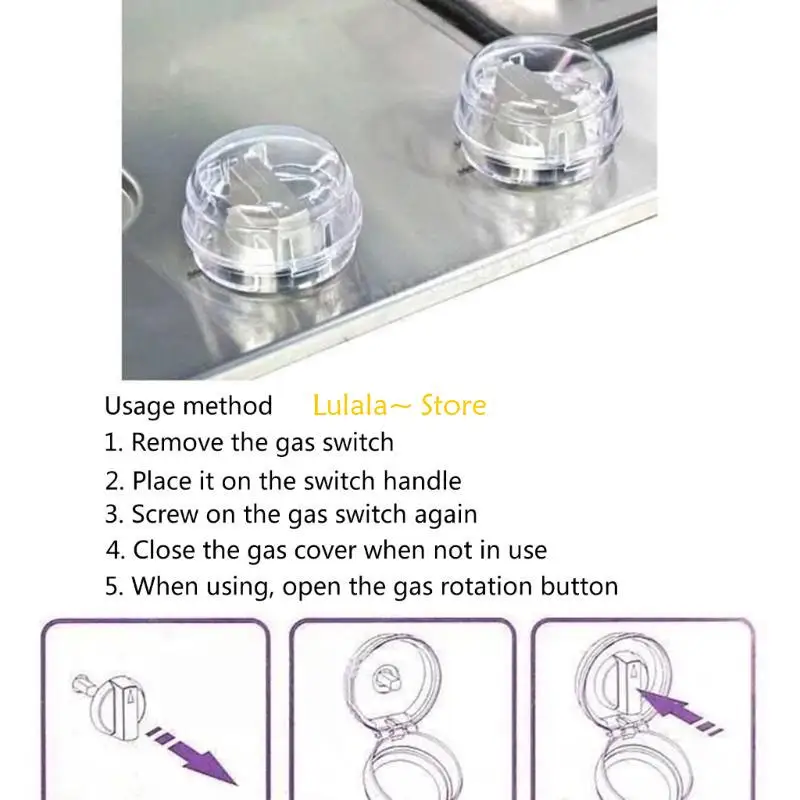 Y4QA Childproof Gas Stove Switches Cover Removable Dust Protectors Cover Heat Resistant Baby Safety Oven Lock Lid - Image 2