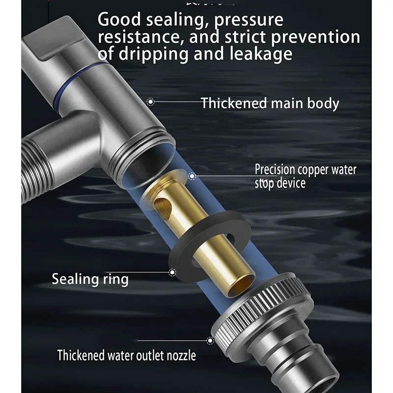 Faucet Brass One Into One Out Dual Control Washing Machine Tap Three-way Toilet Triangle Valve