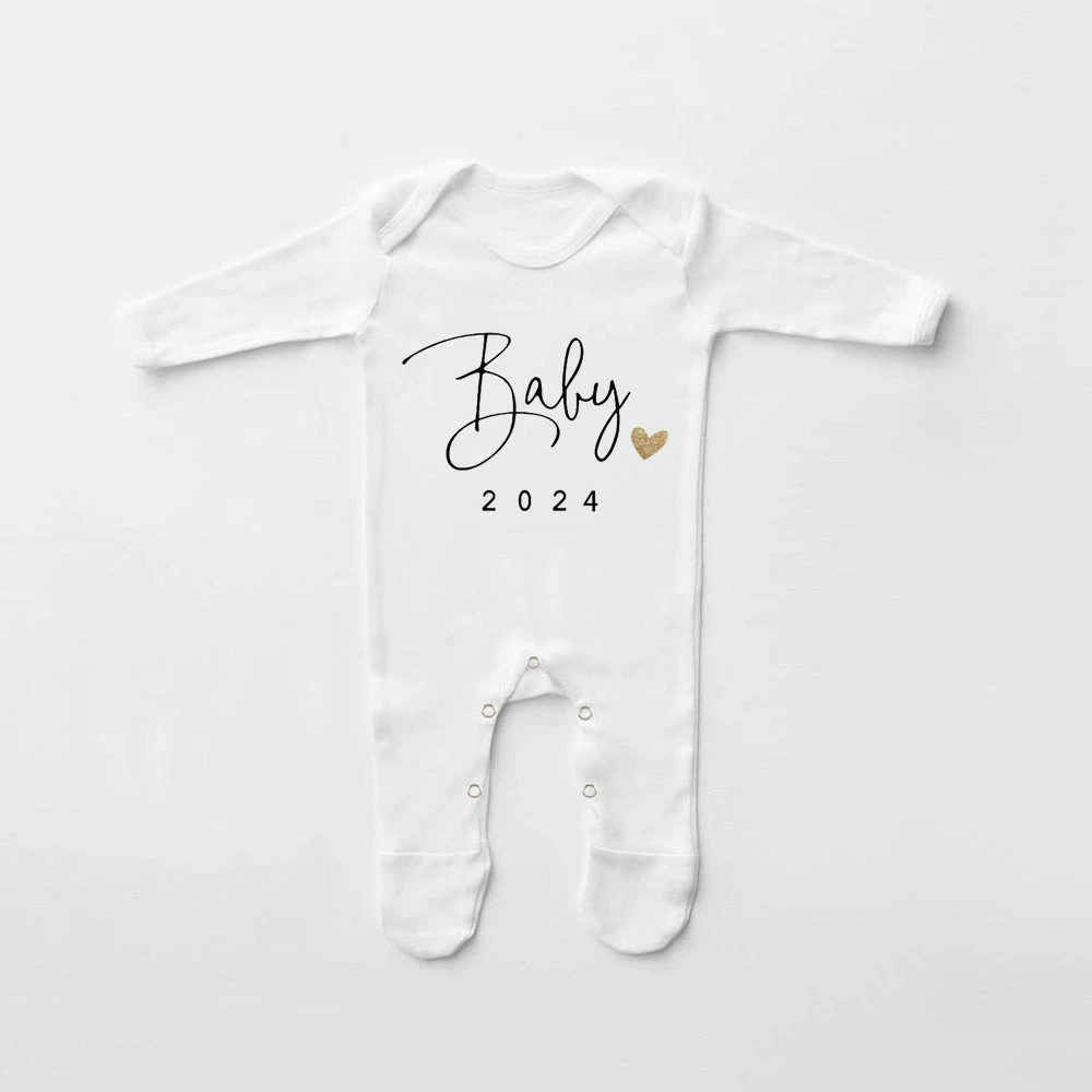 Announcement Baby 2024 Baby Bodysuit Baby Babygrow Sleepsuit Newborn Hospital Coming Home Outfit Infant Pregnancy Reveal Clothes